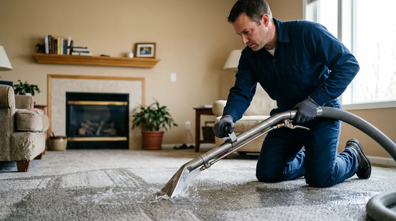 Water damage restoration technician working near Graniteville, VT